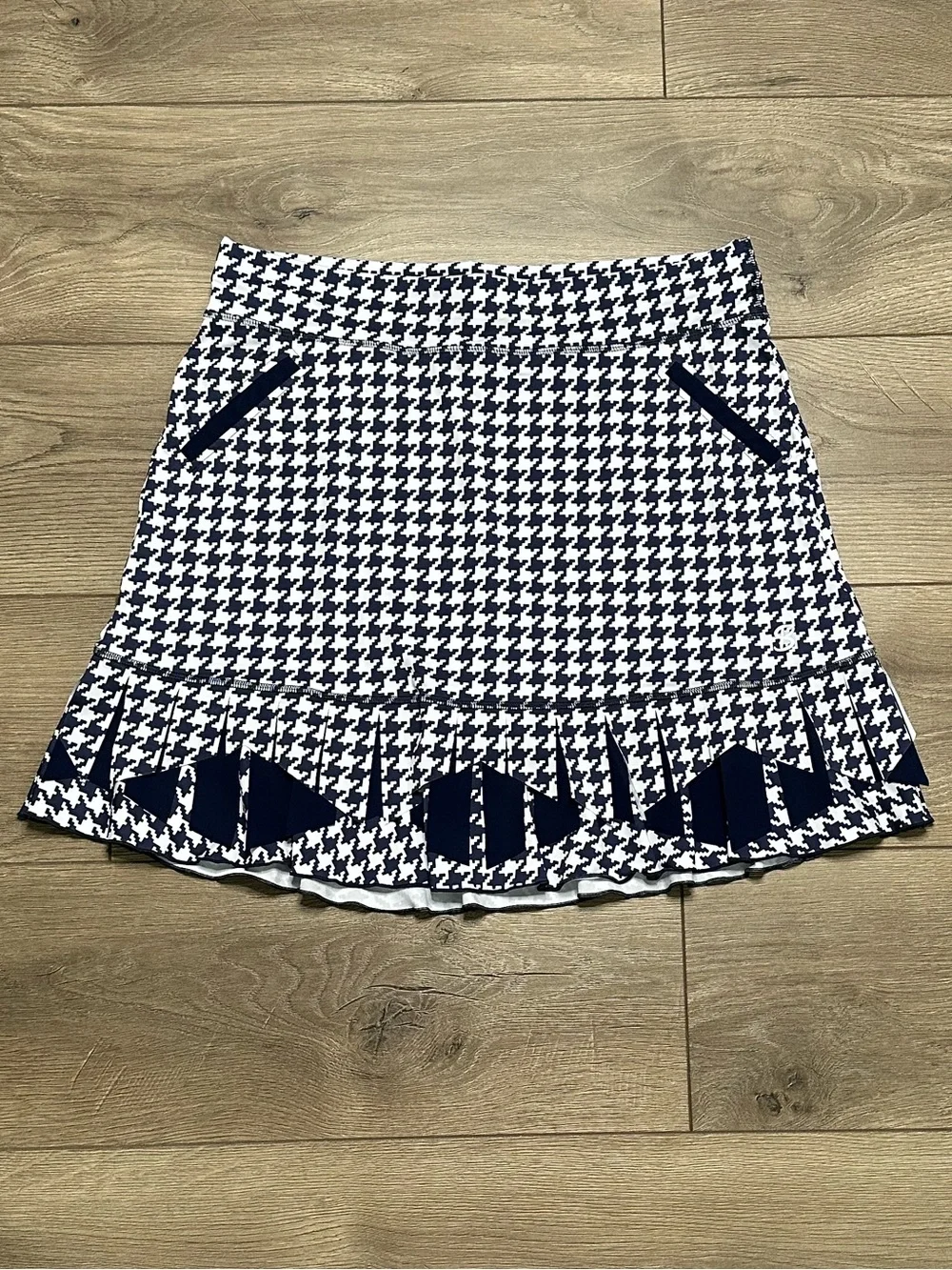 NWOT Sofibella 18” Printed Fringe Golf‎ Skirt Skort Navy Blue White Large